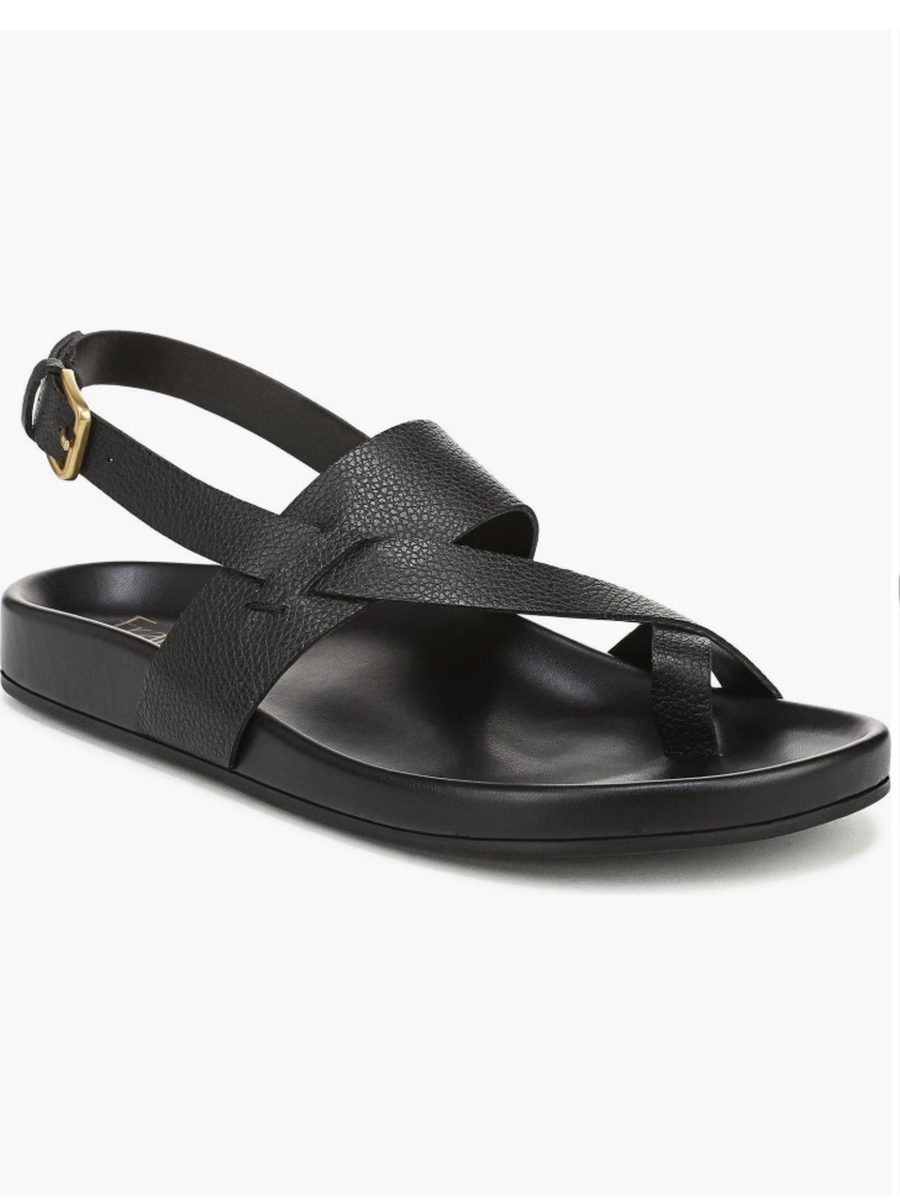 NWT Franco Sarto Beryl Black Leather Toe Loop Slingback Sandals Size 7.5